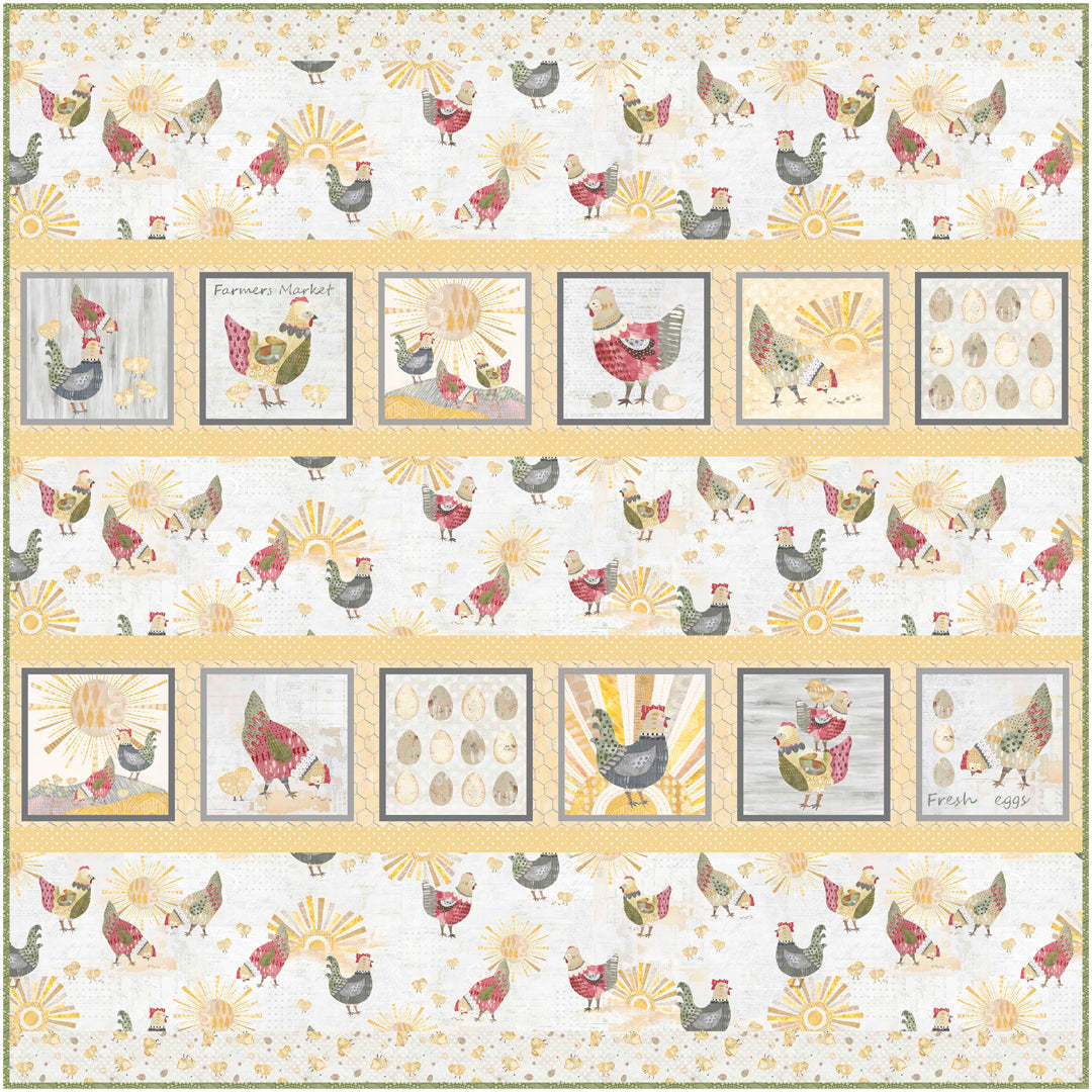 Chicken Scratch<br>Chicken Yard Table Topper<br>by Wendy Sheppard<br>Available Now!