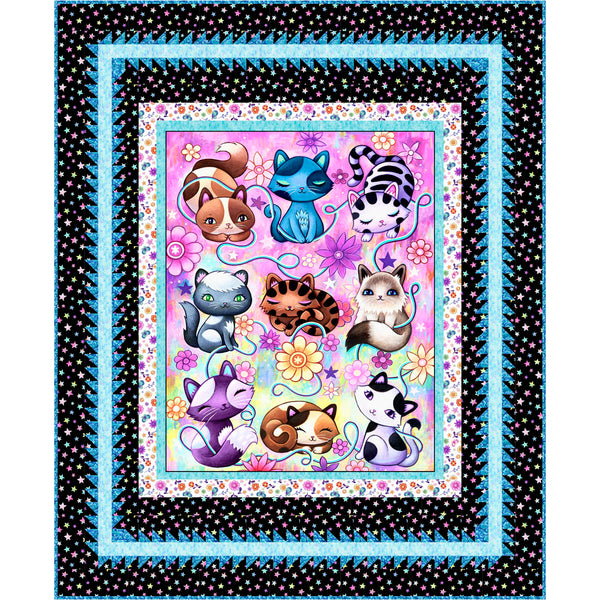 Crazy Kitties<br>Playtime Dark Quilt by Stacey Day<br>Available December 2024