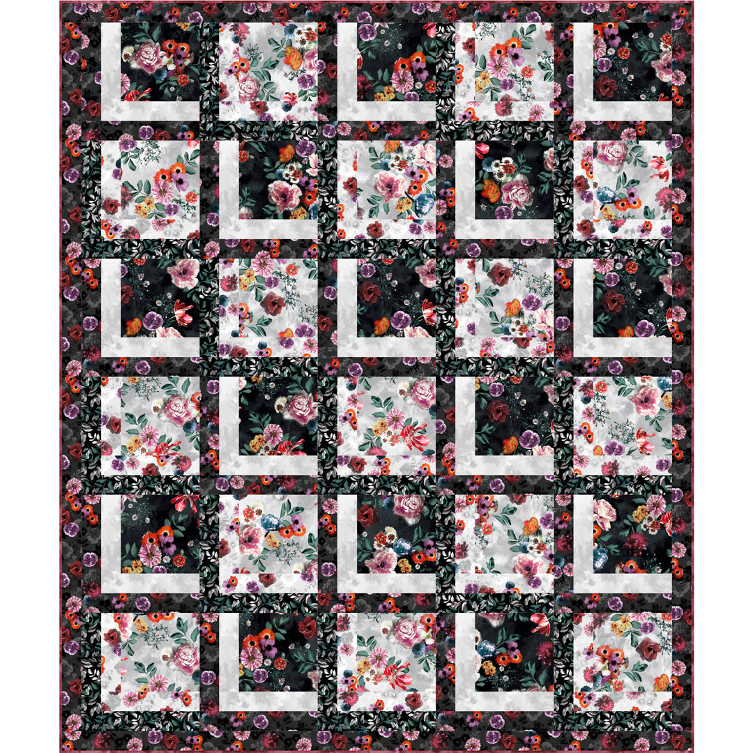 Moon Flower<br>Midnight Trellis Dark Quilt<br>by Stacey Day<br>Available Now!