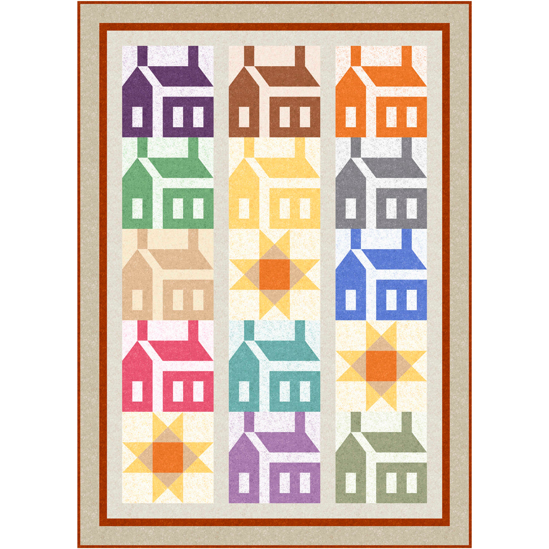 Painted Houses Quilt<br>by Cyndi Hershey<br>Available October 2025