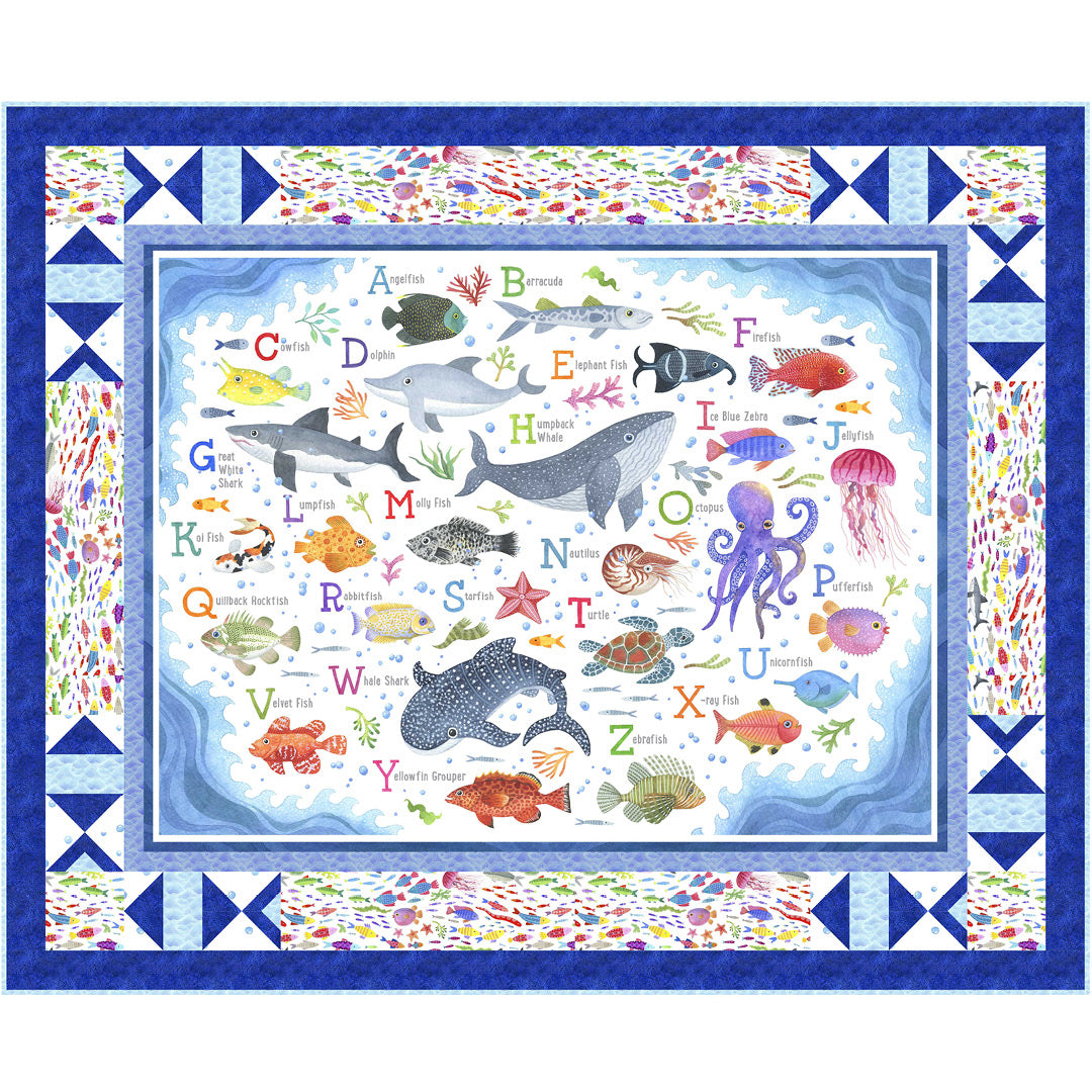 Deep Blue Sea<br>Quilt & Floor Pillows by Cyndi Hershey<br>Available Now.