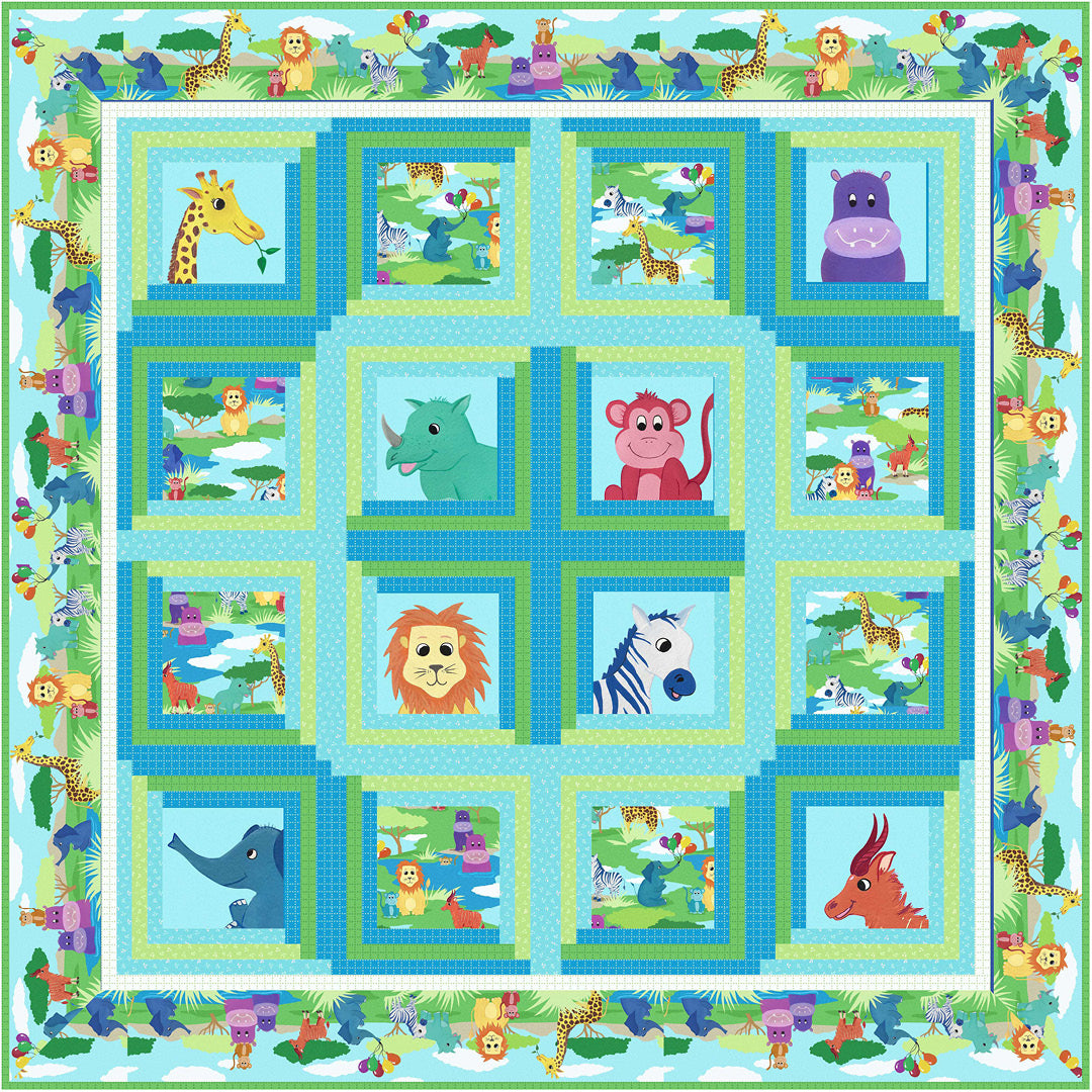 Smiling Safari Friends<br>Quilt by Cyndi Hershey<br>Available Now!