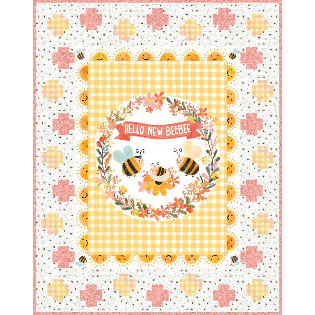 Bee My Baby Coral Crib Quilt<br>by QuiltCakes<br>Available September 2026