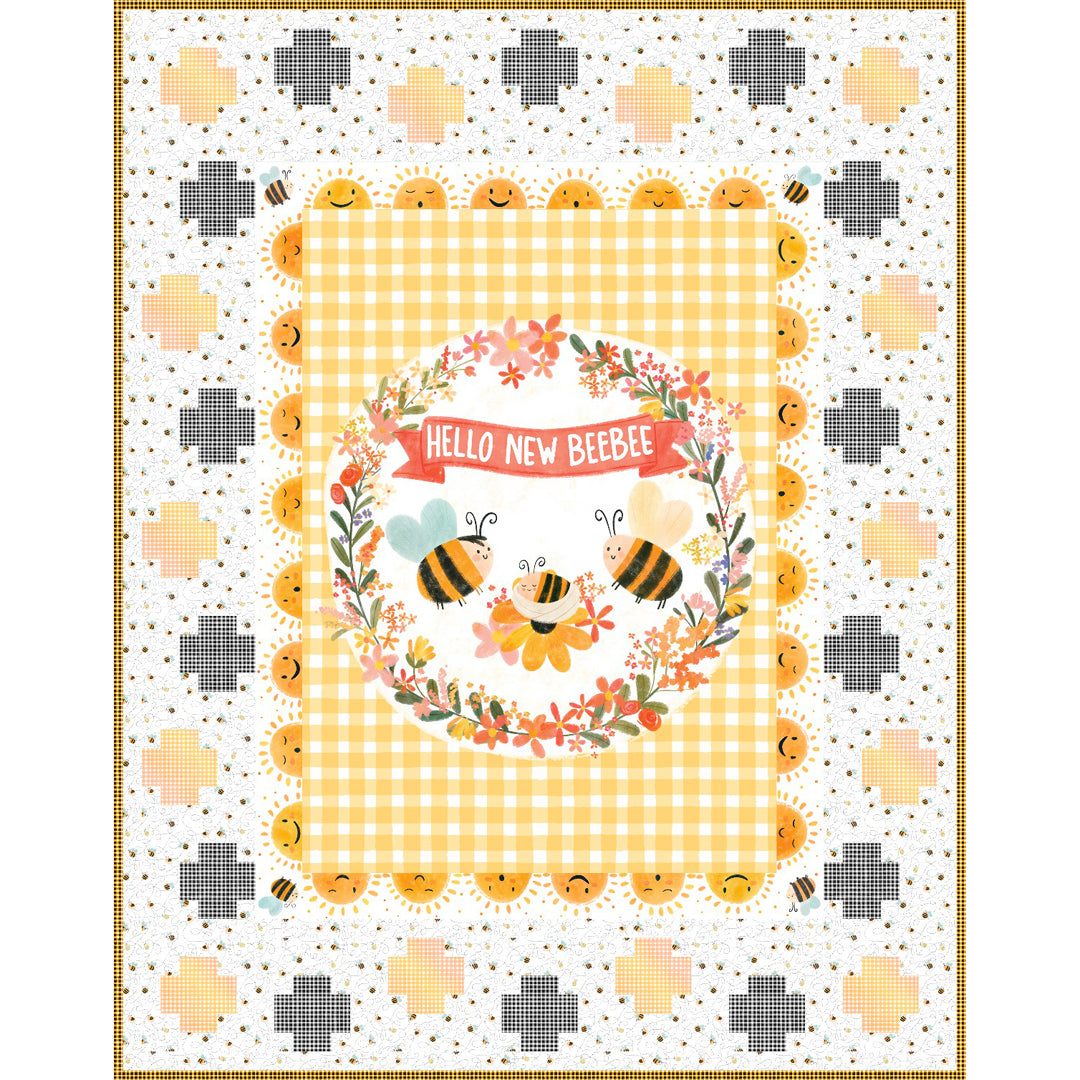 Bee My Baby Grey Crib Quilt<br>by QuiltCakes<br>Available September 2026