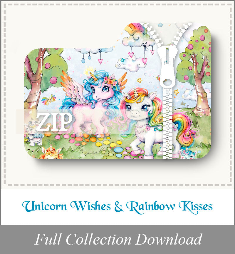 Unicorn Wishes & Rainbow Kisses<br>Zip Folder