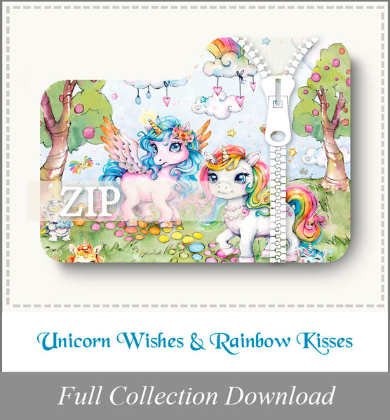 Unicorn Wishes & Rainbow Kisses<br>Zip Folder