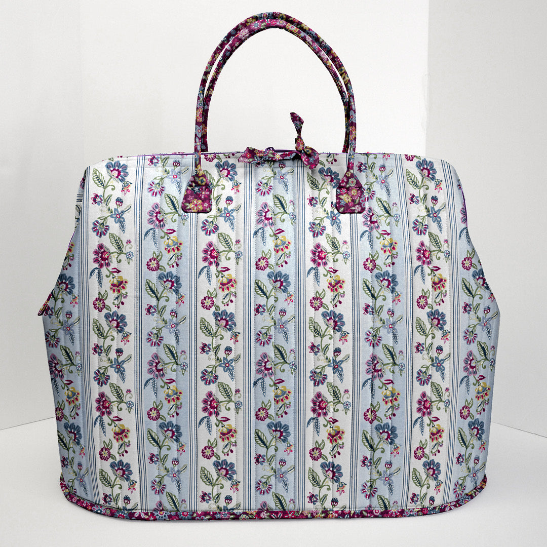 Bohemian Garden<br>Giant Poppins Bag Pattern for Purchase<br>by Aunties Two<br>Available March 2024.