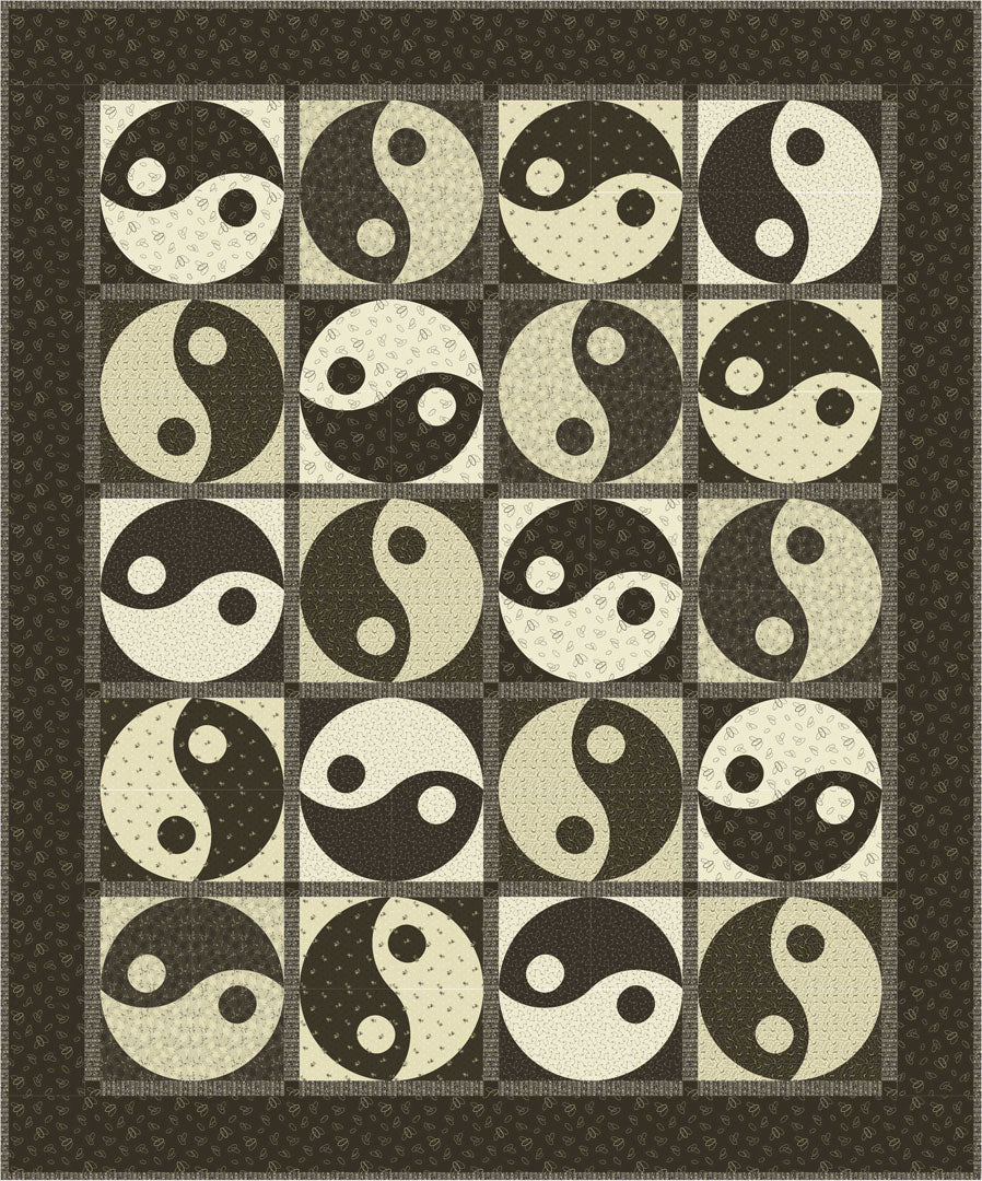 Yin & Yang Quilt<br>by Toby Lischko<br>Classic Black & Tan Collection<br>Pattern for Purchase<br>Available NOW!