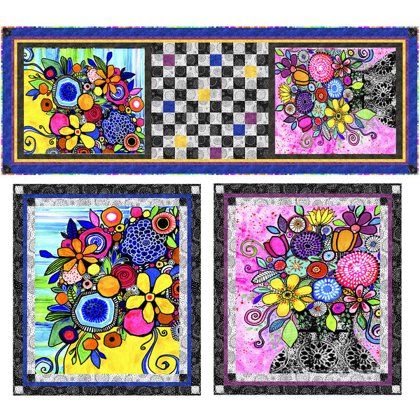 Fresh Cut<br>Bed Runner and Framed Blocks by Cyndi Hershey<br>Available Now.