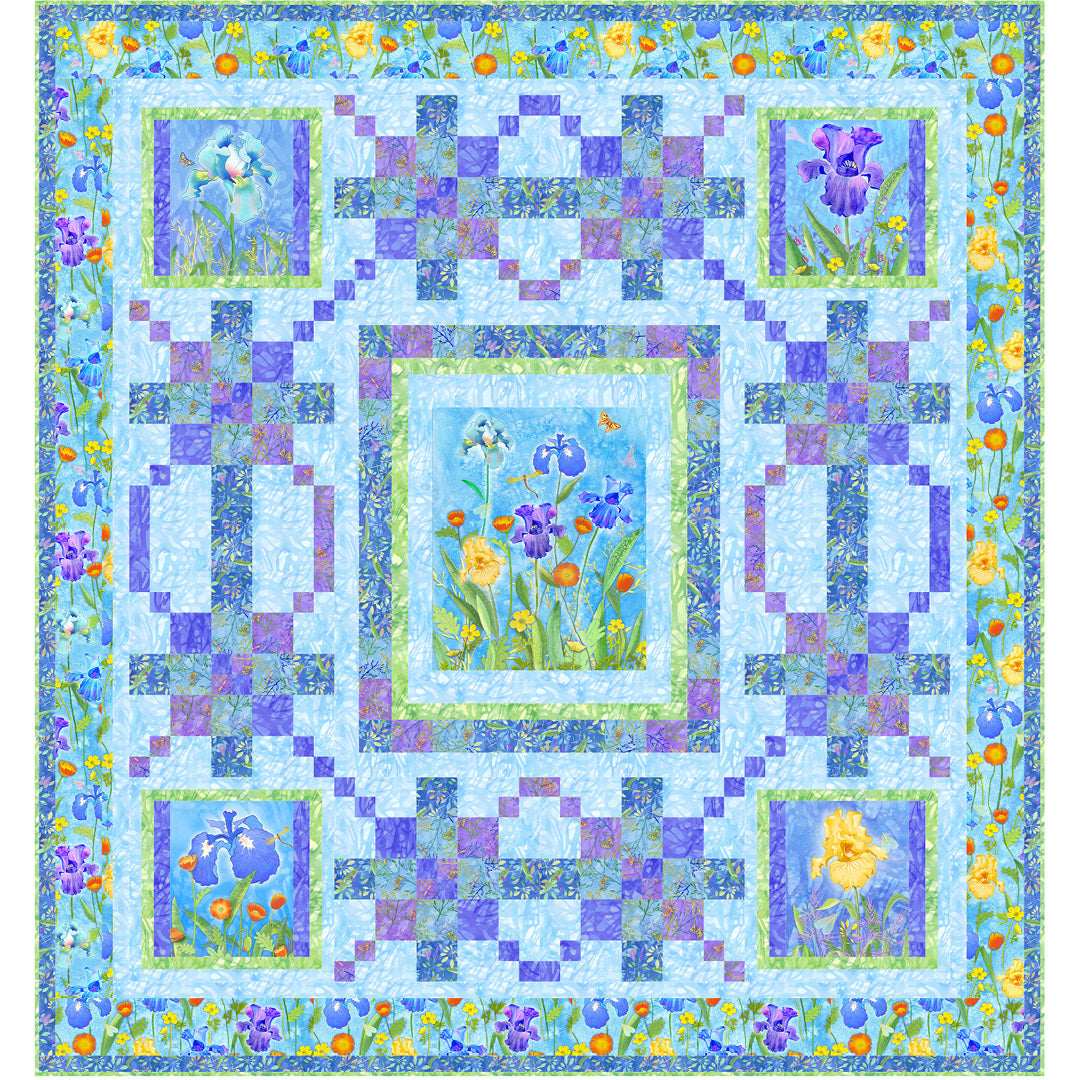 Nature's Iris<br>Pattern for Purchase<br>by Pine Tree Country Quilts<br>Available Soon!