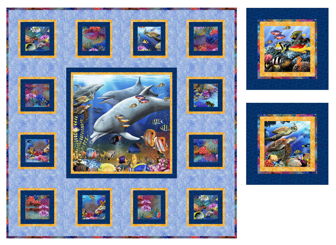 Underwater Fantasy<br>Quilt & Pillows by Cyndi Hershey<br>Available Now.